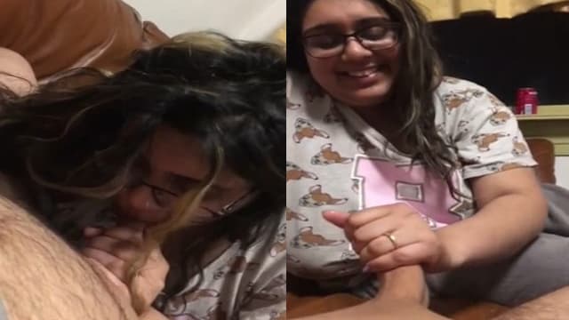 Chashmish Girlfriend Giving Blowjob With BF